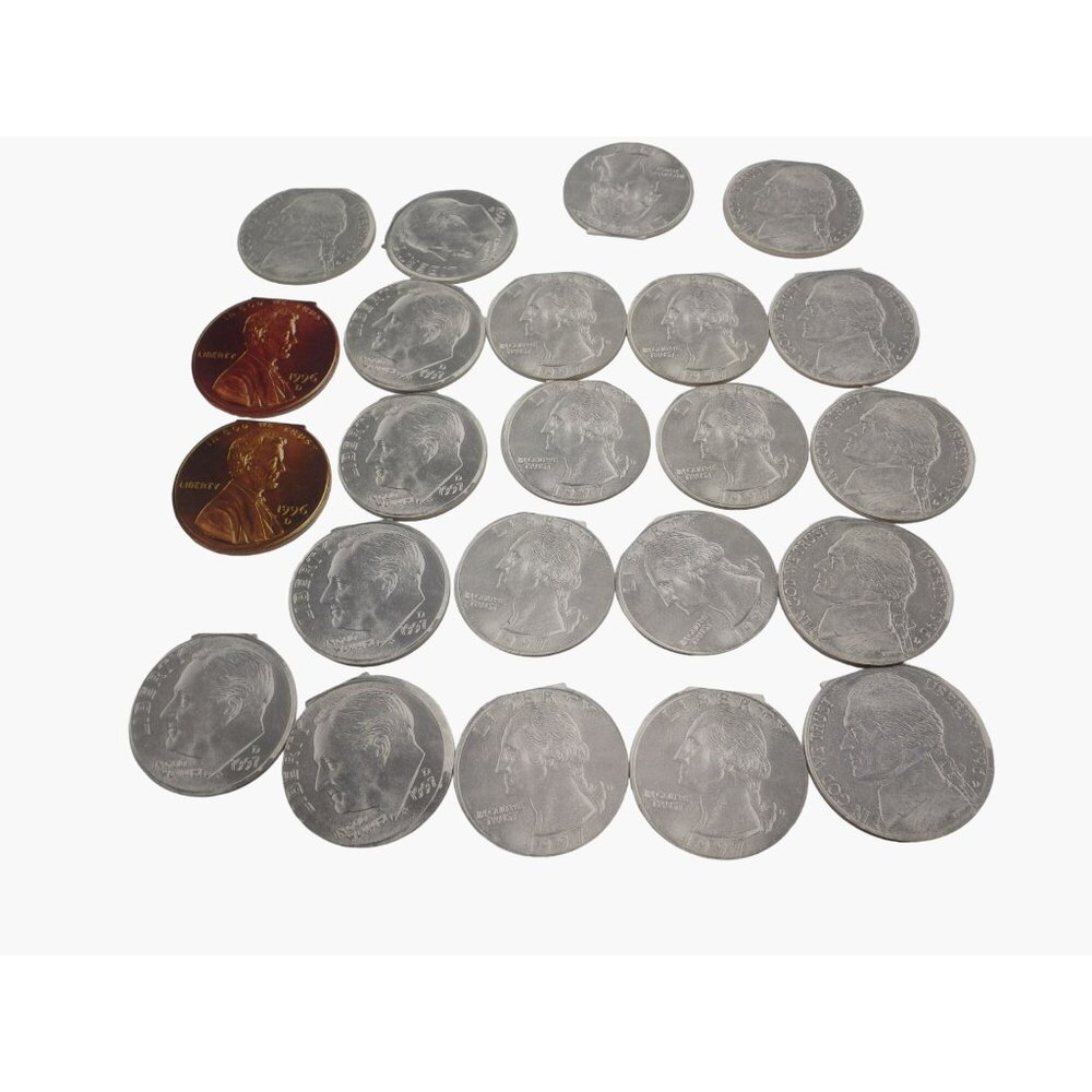 Note Pads Memo Coin Shaped Quarter Nickel Dime Pen lot 24